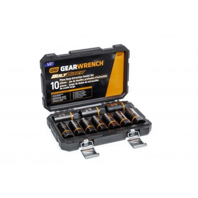 10 Pc 1/2" Drive Bolt Biter Impact Deep Extraction Socket Set