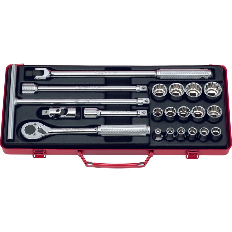 1/2 Sq. Dr. 21 Piece 12-Point Metric Socket set 8-27mm