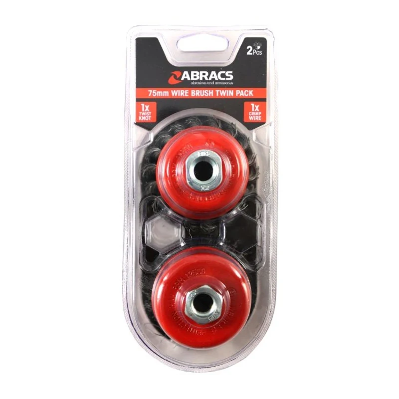 Abracs 70mm x M14T / 75mm x M14C Cup Brush Twin Pack