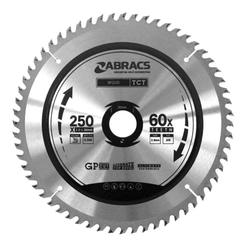 Abracs TCT Blade 250mm x 30mm x 60T - Wood