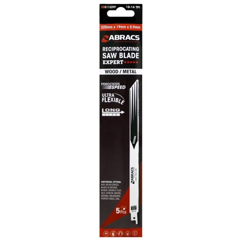 Abracs Wood/Metal Reciprocating Saw Blade 225mm x 19mm x 0.9mm