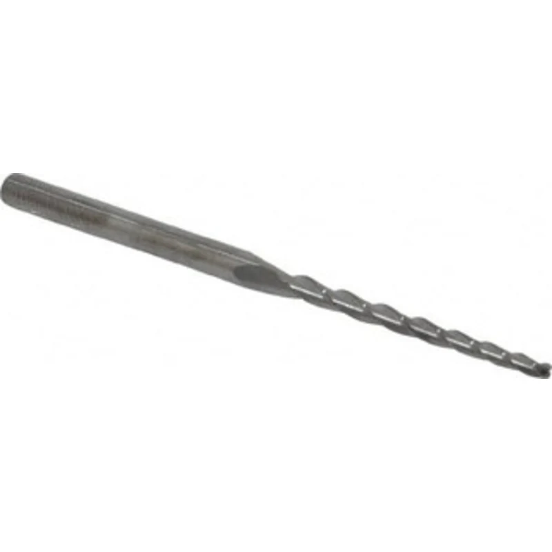 Accupro 1 per Side 1/16 Small End Diam 1 LOC 3-Flute Solid Carbide Tapered Ball End Mill Uncoated, 1/8 Shank Diam, 2-...