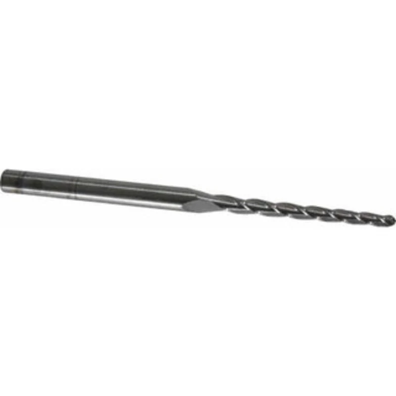 Accupro 1 per Side 3/32 Small End Diam 1-1/4 LOC 3-Flute Solid Carbide Tapered Ball End Mill Uncoated, 3/16 Shank Dia...