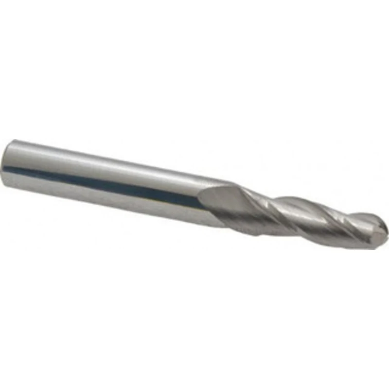 Accupro 1.5 per Side 1/4 Small End Diam 3/4 LOC 3-Flute Solid Carbide Tapered Ball End Mill Uncoated, 5/16 Shank Diam...