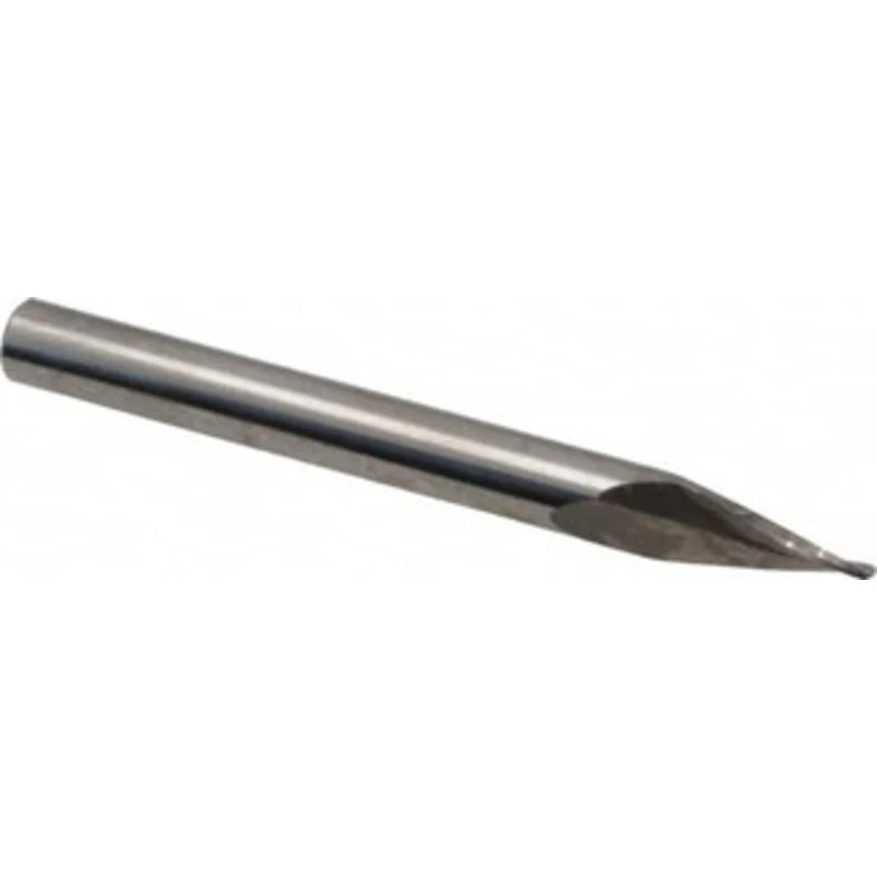 Accupro 10 per Side 1/16 Small End Diam 0.308 LOC 2-Flute Solid Carbide Tapered Ball End Mill Uncoated, 3/16 Shank Di...