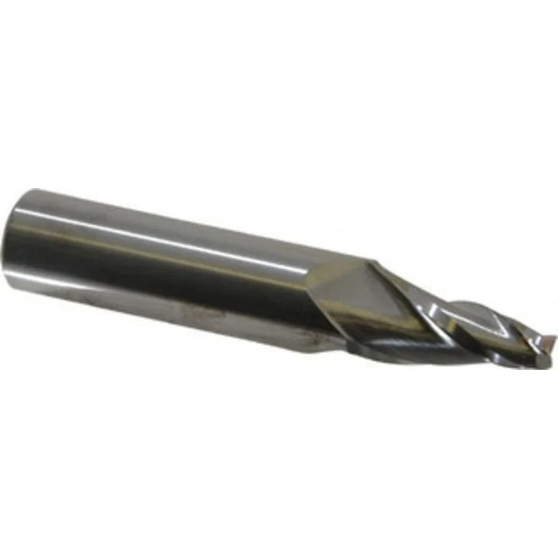 Accupro 10 per Side 1/4 Small End Diam 1-1/4 LOC 3-Flute Solid Carbide Tapered Square End Mill Uncoated, 3/4 Shank Di...