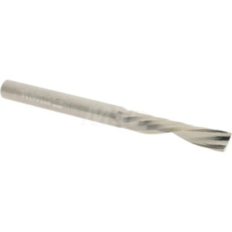 Accupro 1/4 Diam RH Solid Carbide 1-Flute Single Edge Downcut Spiral Router Bit Uncoated, 1-1/4 LOC, 1/4 Shank Diam, ...