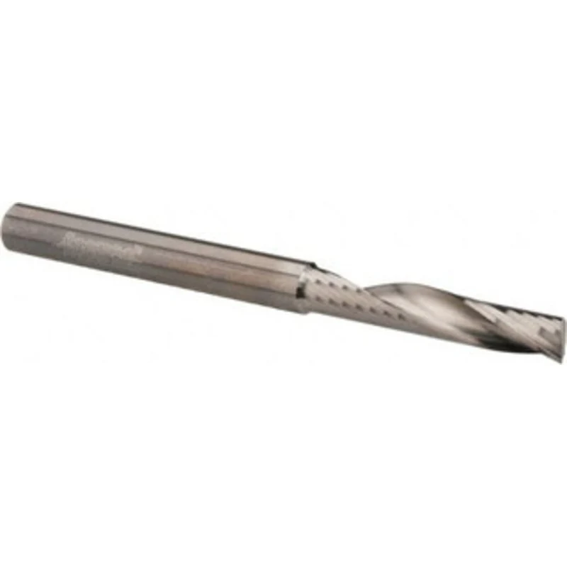 Accupro 1/4 Diam RH Solid Carbide 1-Flute Single Edge Upcut Spiral Router Bit Uncoated, 1-1/4 LOC, 1/4 Shank Diam, 3 ...