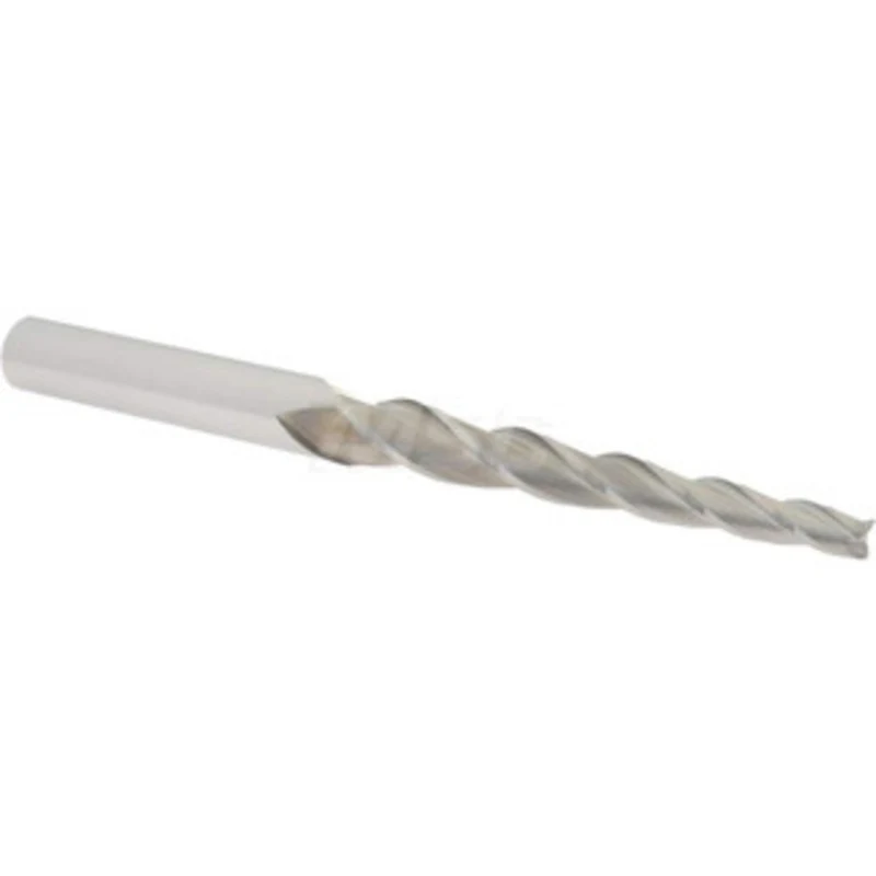 Accupro 2 per Side 1/4 Small End Diam 3-1/4 LOC 3-Flute Solid Carbide Tapered Square End Mill Uncoated, 1/2 Shank Dia...