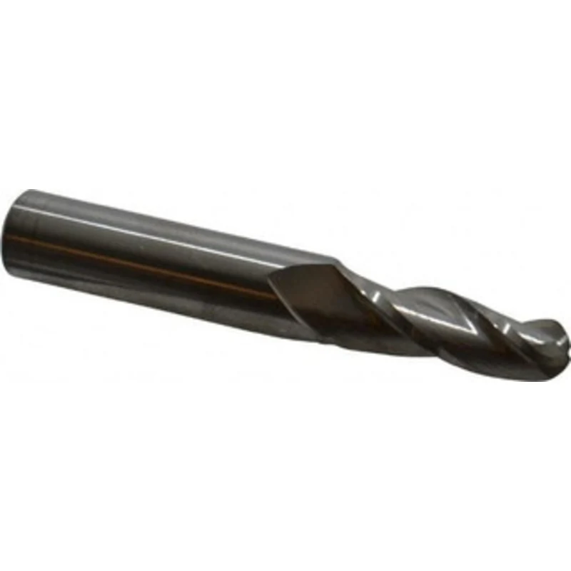 Accupro 2 per Side 3/8 Small End Diam 1-1/4 LOC 3-Flute Solid Carbide Tapered Ball End Mill Uncoated, 1/2 Shank Diam,...