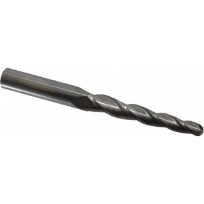 Accupro 2 per Side 3/8 Small End Diam 3-1/4 LOC 3-Flute Solid Carbide Tapered Ball End Mill Uncoated, 5/8 Shank Diam,...