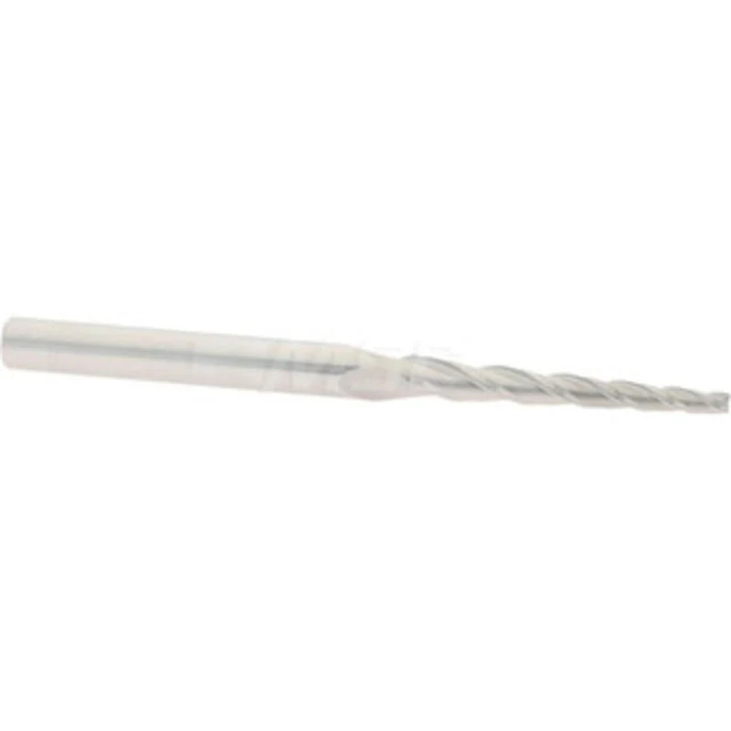 Accupro 2 per Side 5/64 Small End Diam 1 LOC 3-Flute Solid Carbide Tapered Square End Mill Uncoated, 3/16 Shank Diam,...
