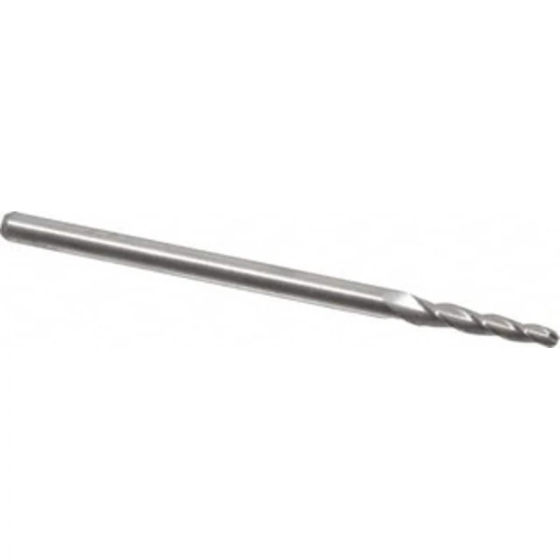 Accupro 2 per Side 5/64 Small End Diam 1/2 LOC 3-Flute Solid Carbide Tapered Ball End Mill Uncoated, 1/8 Shank Diam, ...