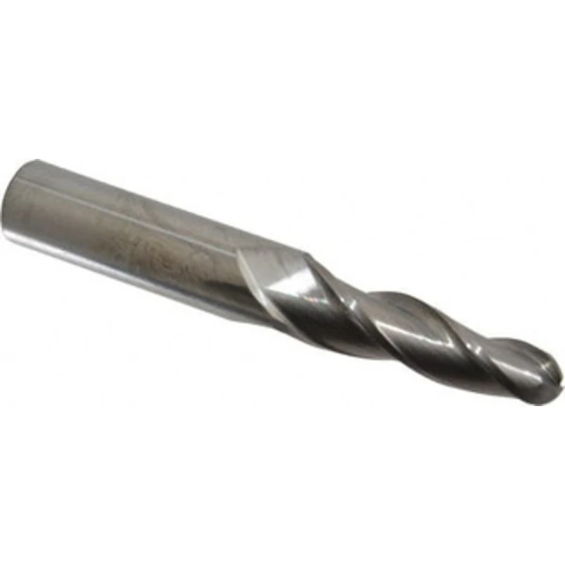 Accupro 3 per Side 1/2 Small End Diam 2-1/4 LOC 3-Flute Solid Carbide Tapered Ball End Mill Uncoated, 3/4 Shank Diam,...