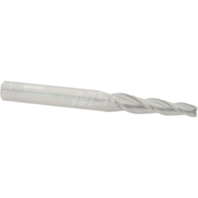 Accupro 3 per Side 3/16 Small End Diam 1-1/4 LOC 3-Flute Solid Carbide Tapered Square End Mill Uncoated, 5/16 Shank D...