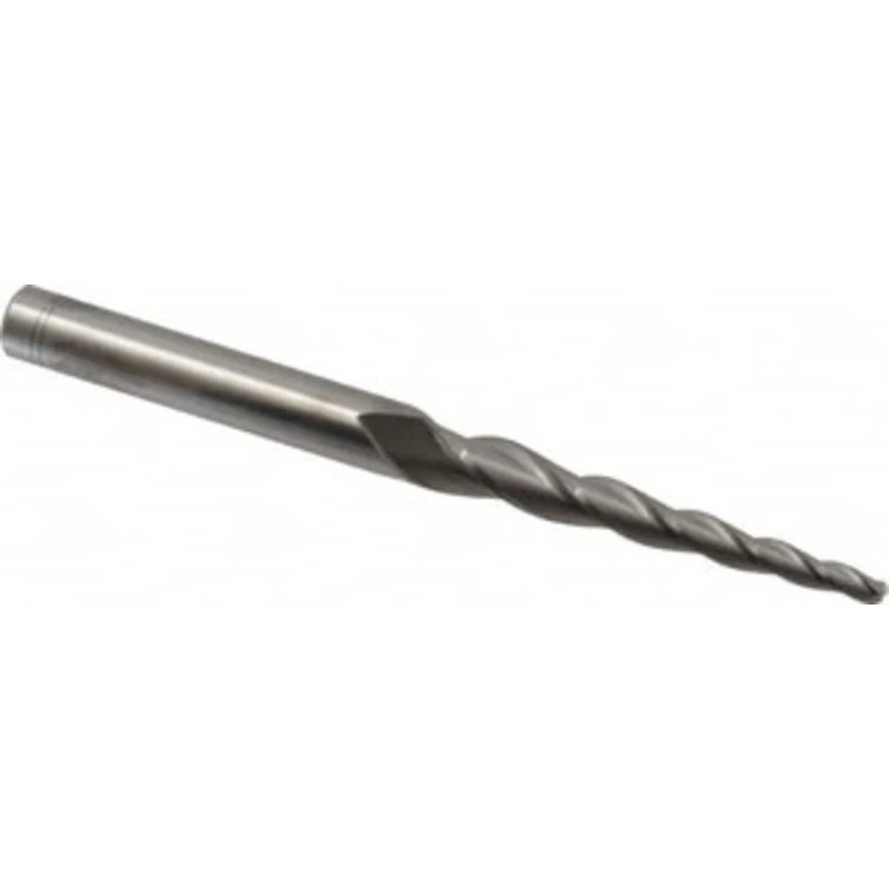 Accupro 3 per Side 3/16 Small End Diam 3 LOC 3-Flute Solid Carbide Tapered Ball End Mill Uncoated, 1/2 Shank Diam, 6 ...