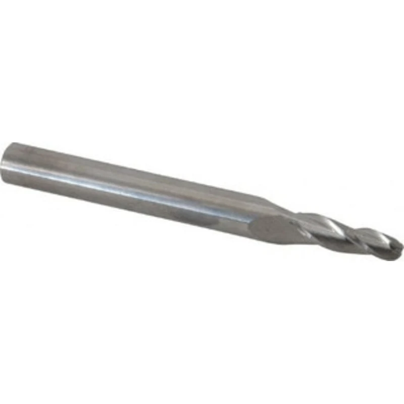 Accupro 3 per Side 3/16 Small End Diam 3/4 LOC 3-Flute Solid Carbide Tapered Ball End Mill Uncoated, 5/16 Shank Diam,...