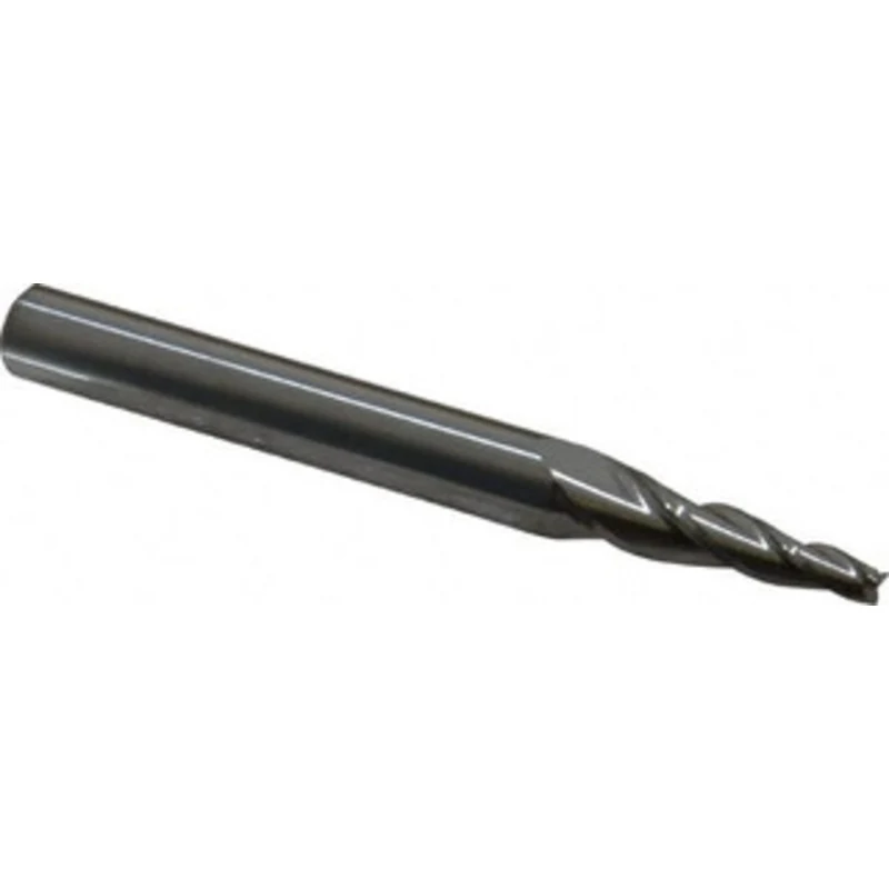 Accupro 5 per Side 1/8 Small End Diam 1 LOC 3-Flute Solid Carbide Tapered Square End Mill Uncoated, 5/16 Shank Diam, ...