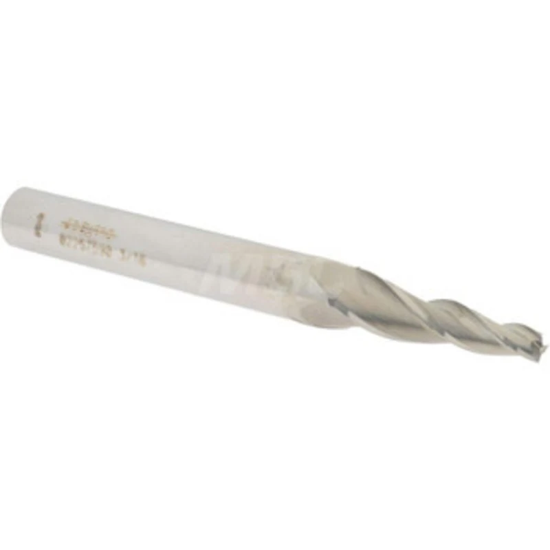 Accupro 5 per Side 3/16 Small End Diam 1-1/4 LOC 3-Flute Solid Carbide Tapered Square End Mill Uncoated, 7/16 Shank D...