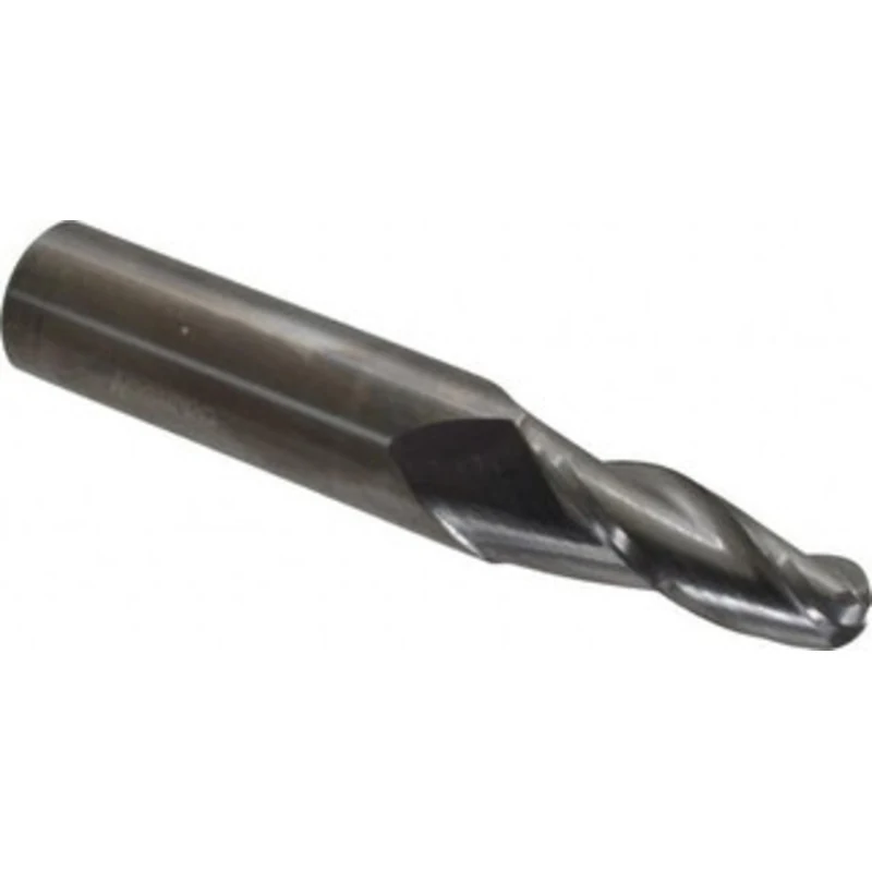 Accupro 5 per Side 3/8 Small End Diam 1-1/4 LOC 3-Flute Solid Carbide Tapered Ball End Mill Uncoated, 5/8 Shank Diam,...