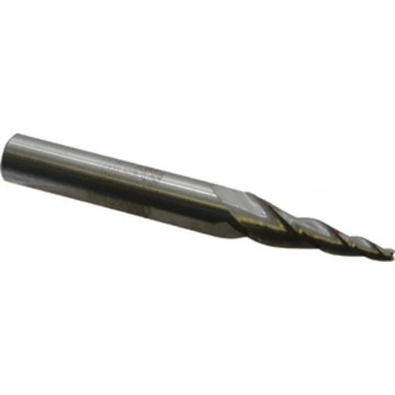 Accupro 7 per Side 1/8 Small End Diam 1-1/2 LOC 3-Flute Solid Carbide Tapered Square End Mill Uncoated, 1/2 Shank Dia...