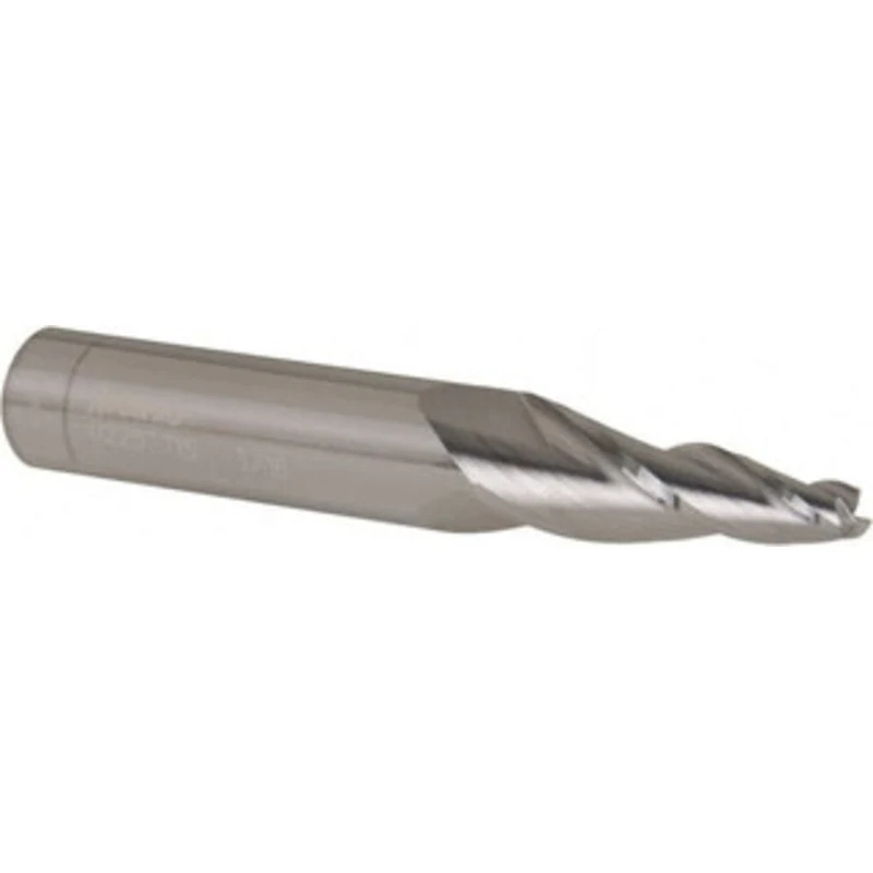 Accupro 7 per Side 3/16 Small End Diam 1-1/4 LOC 3-Flute Solid Carbide Tapered Square End Mill Uncoated, 1/2 Shank Di...