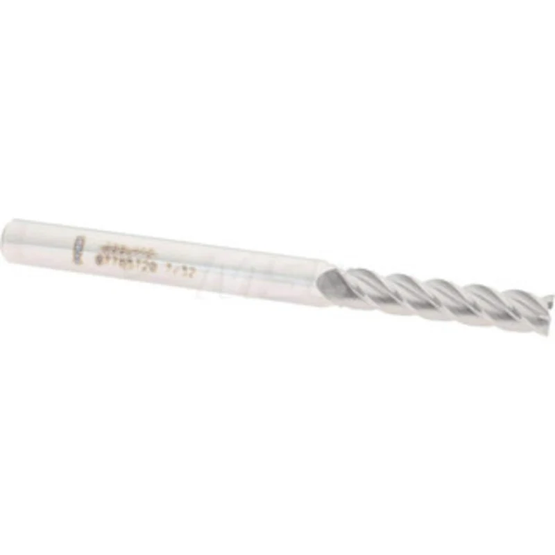 Accupro 7/32, 1 LOC, 1/4 Shank Diam, 3 OAL, 4 Flute, Solid Carbide Square End Mill Single End, Uncoated, Spiral Flute...