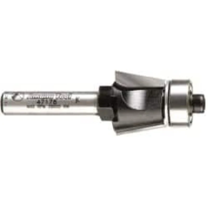 Amana Tool 5/8 Diam, 1/2 LOC, 2 Flute Carbide-Tipped Edge Profile Bevel Trim Router Bit 1/4 Shank Diam, 2 OAL, Use on...