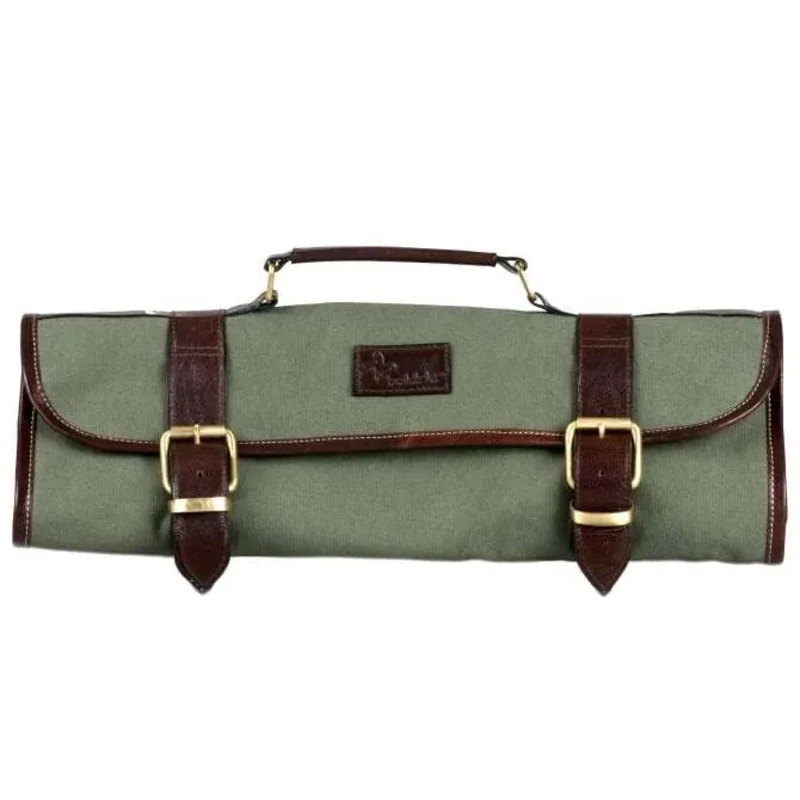 Boldric Green Canvas Knife Bag - 9 Pockets
