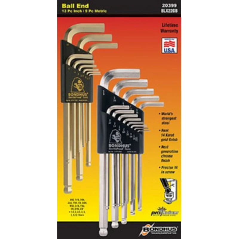 Bondhus 22-Pc Hex Driver Set SAE and Metric, BLX22GB - 20399