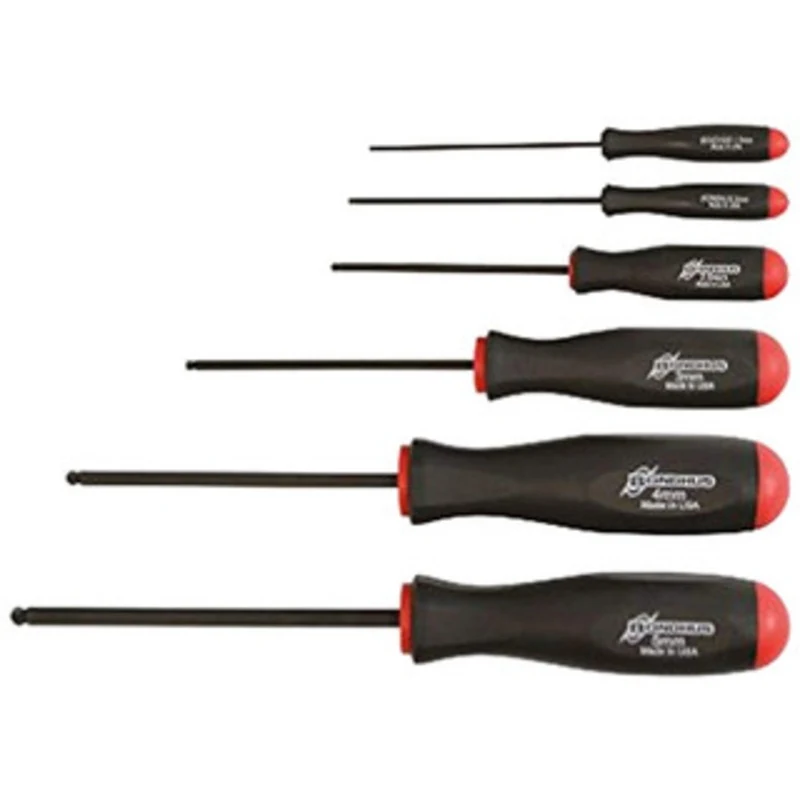Bondhus ProHold Ball End Screwdrivers PBSX6M, 6pc Set, 1.5 - 5mm Range - 74686