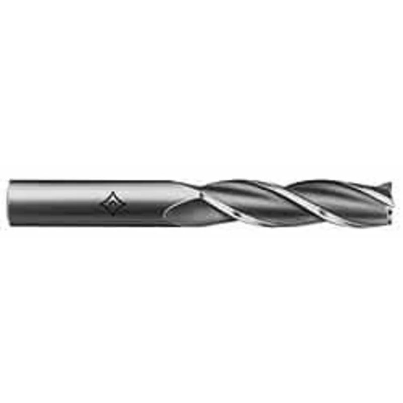 Cleveland 15/32, 2 LOC, 1/2 Shank Diam, 4 OAL, 3 Flute, High Speed Steel Square End Mill Single End, TiCN Finish, Spi...