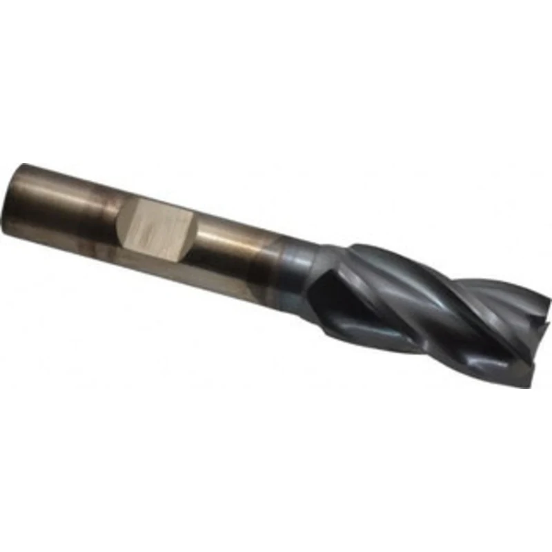 Cleveland 1/2, 1 LOC, 3/8 Shank Diam, 2-11/16 OAL, 4 Flute, High Speed Steel Square End Mill Single End, TiCN Finish,...