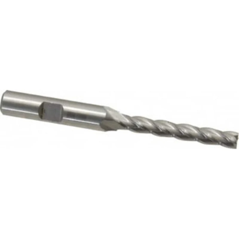 Cleveland 1/4, 1-3/4 LOC, 3/8 Shank Diam, 3-9/16 OAL, 4 Flute, High Speed Steel Square End Mill Single End, Uncoated,...