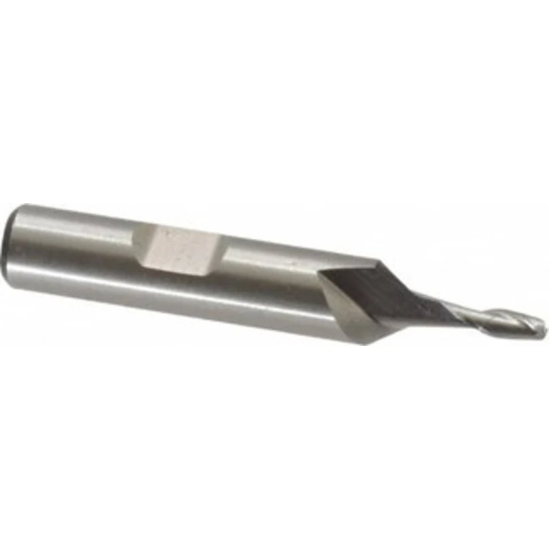 Cleveland 1/8, 3/8 LOC, 3/8 Shank Diam, 2-5/16 OAL, 2 Flute, High Speed Steel Square End Mill Single End, Uncoated, S...