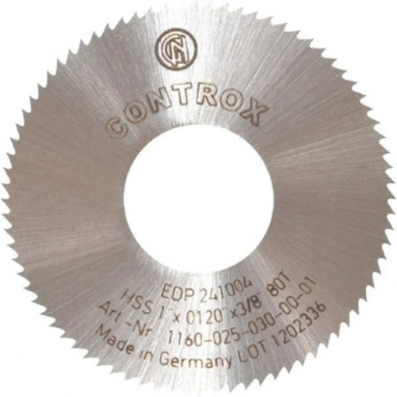 Controx-Neuhauser 1 x 0.012, 3/8 Arbor, 80-Tooth High Speed Steel Slitting & Slotting Saw Uncoated, RH Cut, Straight ...