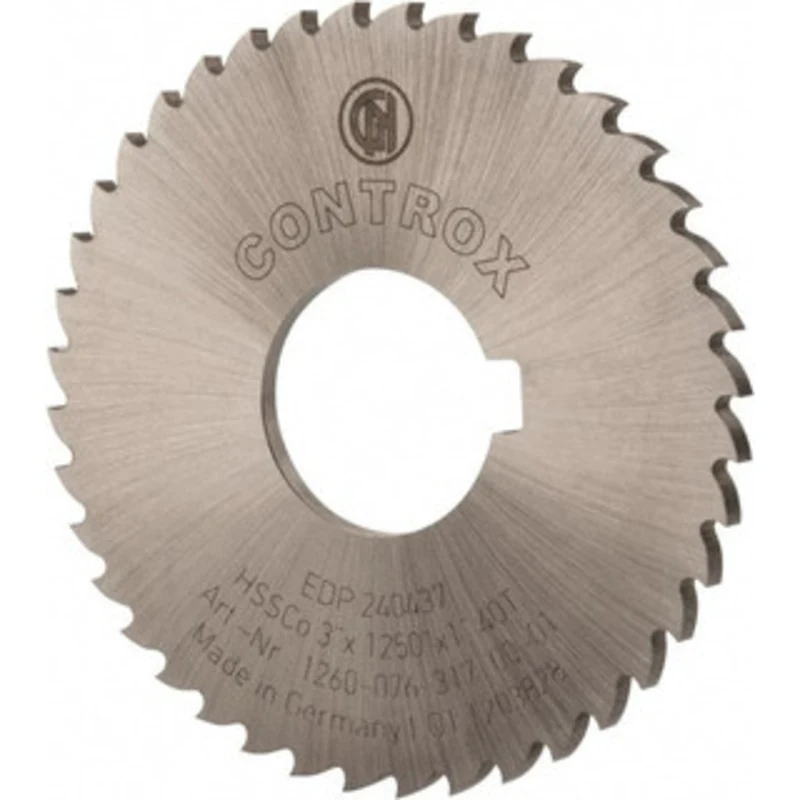 Controx-Neuhauser 3 x 1/8, 1 Arbor, 40-Tooth Cobalt Slitting & Slotting Saw Uncoated, RH Cut, Straight Teeth, Concave...