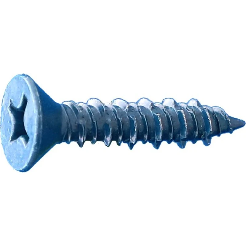 Dagger-Con 1/4" x 3-3/4" Phillips Flat Head Concrete Screws, Sharp Point, Blue Dagger-Guard Coating - 500 Qty