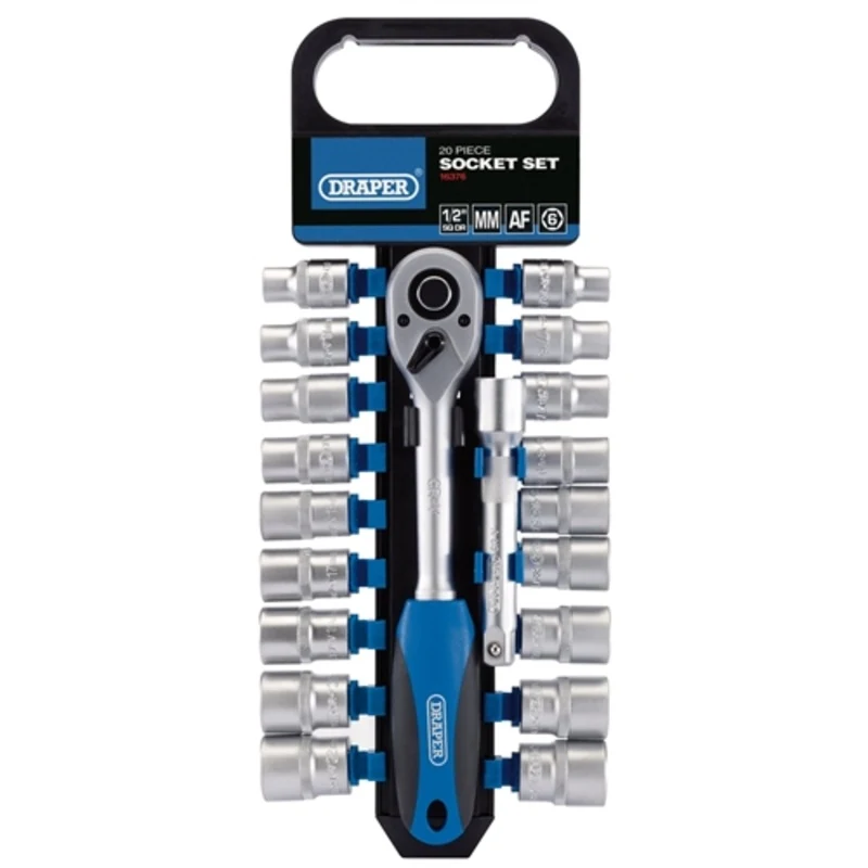 Draper Combined MM/AF Socket and Ratchet Set, 1/2" Sq. Dr. (20 Piece)