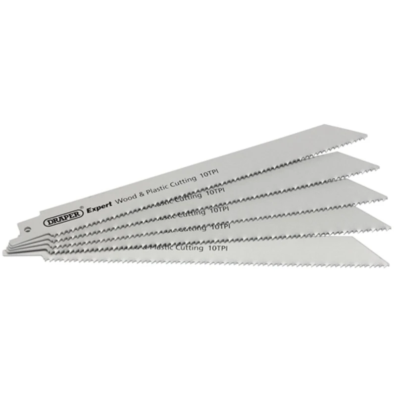 Draper Reciprocating Saw Blades, 200mm, 10tpi (Pack of 5)