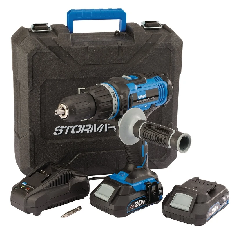 Draper Storm Force 20V Combi Drill, 2 X 2.0Ah Batteries, 1 X Charger - CHD20SF