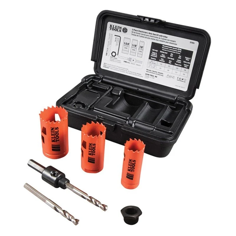 Electrician's Hole Saw Kit , 3-Piece, 7/8" - 1-3/8" By Klein 32905