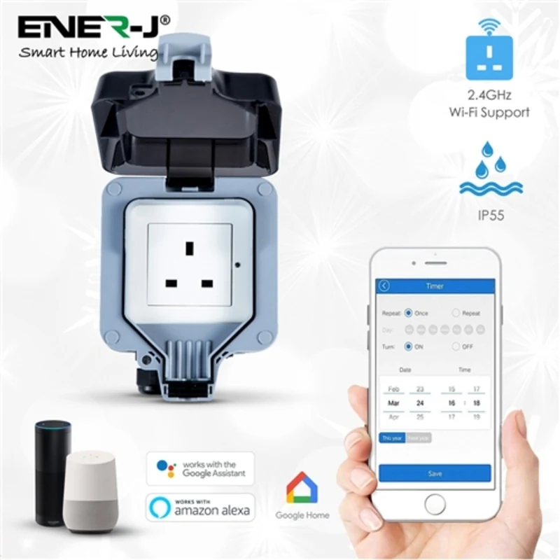 Ener-J Smart Wi-Fi Waterproof Single Socket (IP55)