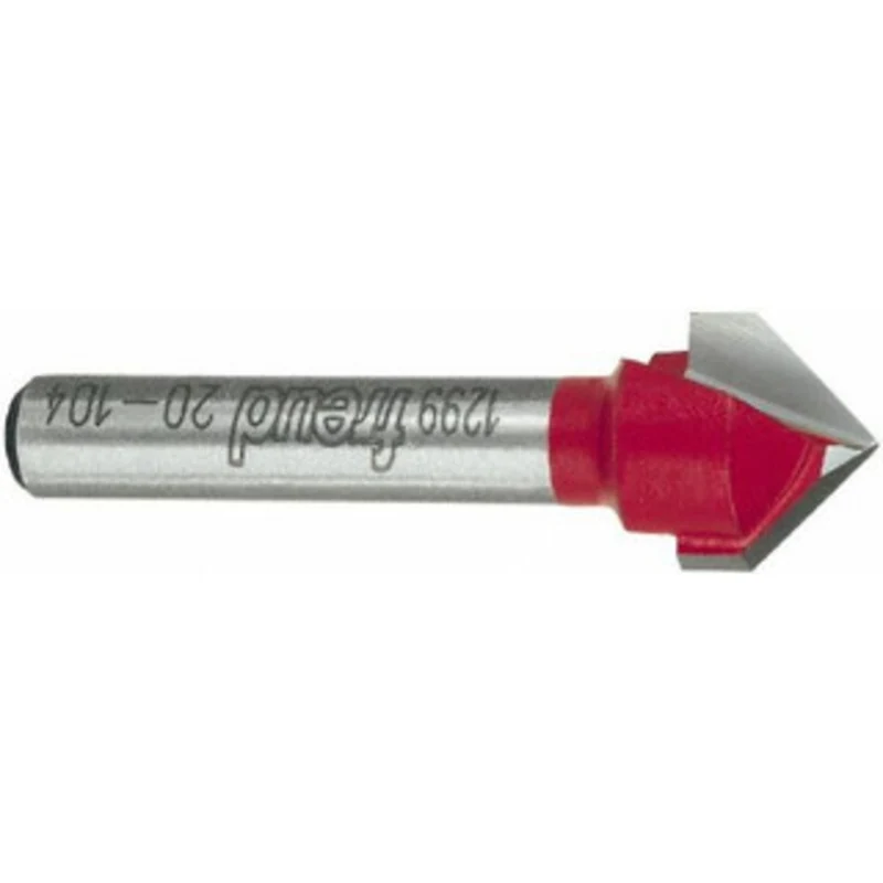 Freud Tools 1/2 Diam, 7/16 LOC, 0 Flute Carbide-Tipped Edge Profile V-Groove Router Bit 1/4 Shank Diam, 1-3/4 OAL, Us...