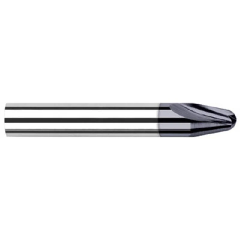 Harvey Tool 10 per Side 0.03 Small End Diam 0.283 LOC 2-Flute Solid Carbide Tapered Ball End Mill AlTiN Finish, 1/8 S...