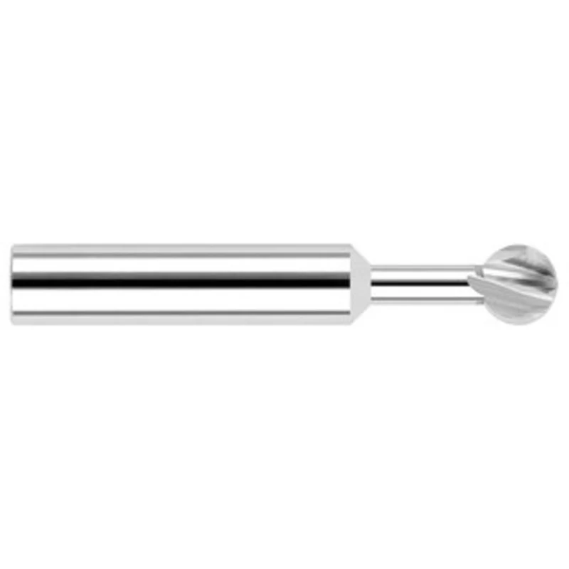 Harvey Tool 1/8 Diam 300 Wrap Angle 0.116 LOC 4-Flute Uncoated Undercut End Mill 1/8 Shank Diam, 1-1/2 OAL, 1/16 Radi...