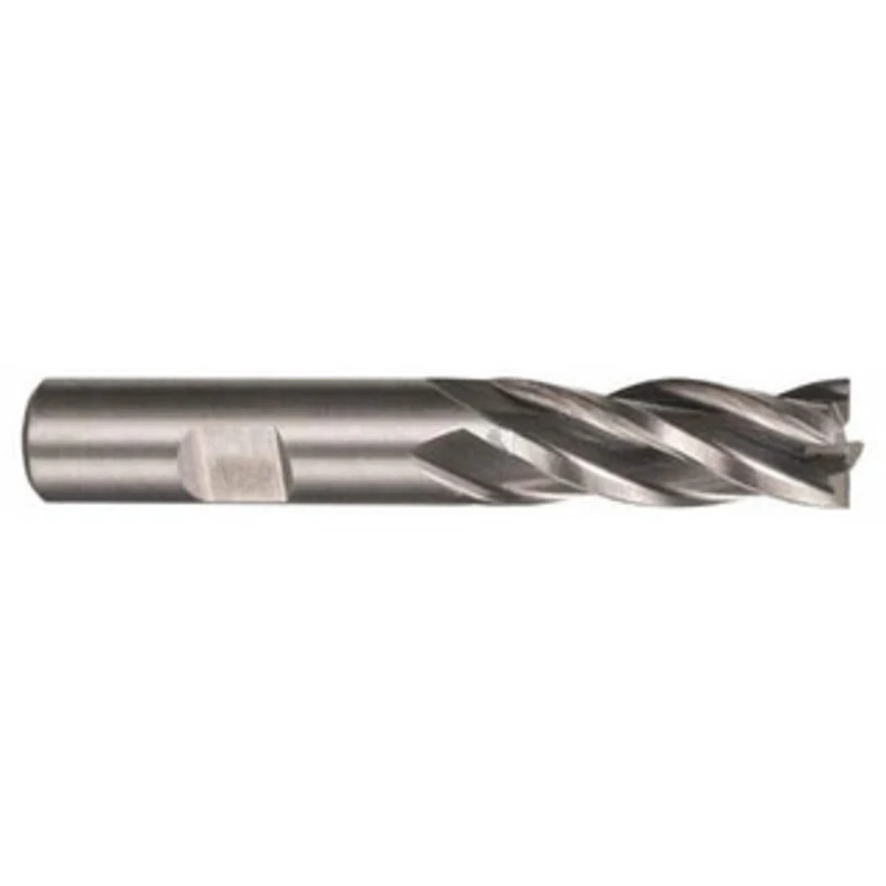 Hertel 21/64, 3/4 LOC, 3/8 Shank Diam, 2-1/2 OAL, 4 Flute, High Speed Steel Square End Mill Single End, Uncoated, Spi...