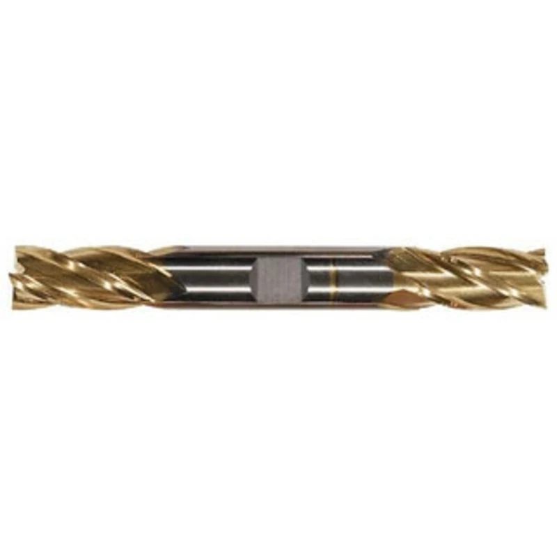 Hertel 3/16, 1/2 LOC, 3/8 Shank Diam, 3-1/4 OAL, 4 Flute, Cobalt Square End Mill Double End, TiN Finish, Spiral Flute...