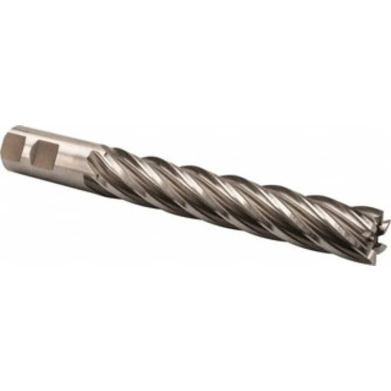Hertel 7/8, 5 LOC, 7/8 Shank Diam, 7-1/4 OAL, 6 Flute, High Speed Steel Square End Mill Single End, Uncoated, Spiral ...