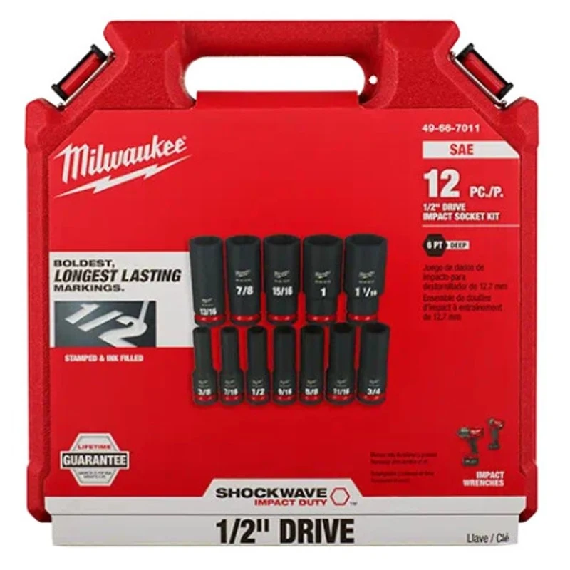 Impact Duty 1/2" Drive 6 Point Socket Set By Milwaukee 49-66-7011